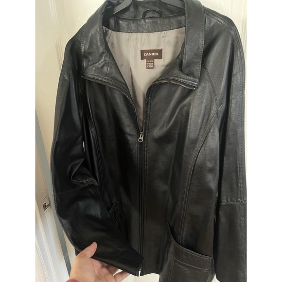 Vintage Danier Black Leather Coat 2XL Oversized Grunge Chic Premium Leather - Picture 13 of 16